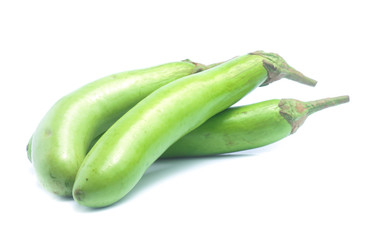 green eggplants on white background