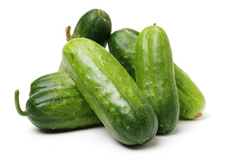 Green cucumber on the white background