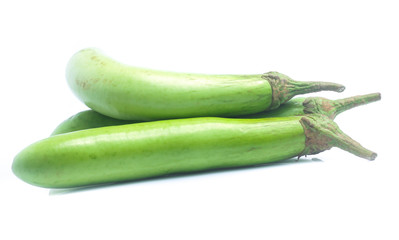 green eggplants on white background