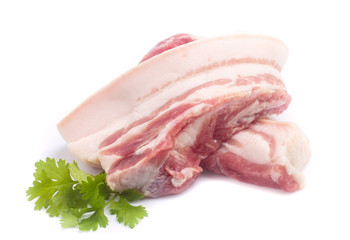 Pork belly on a white background