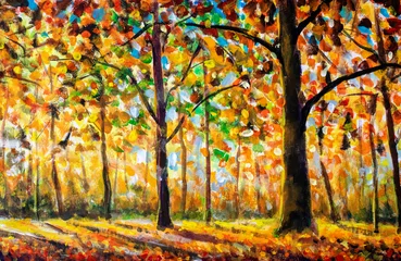 Herbstwaldlandschaftsölgemälde © weris7554