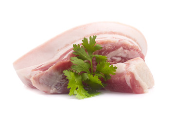Pork belly on a white background