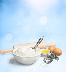 Ingredients for dough isolated on white