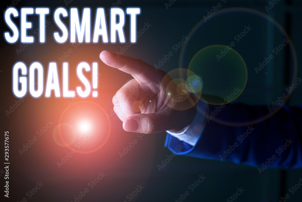 Poster word writing text set smart goals. business photo showcasing list to clarify your ideas focus effort
