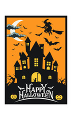 halloween background with house and bats