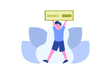 man holding a bank check concept vector illustration concept for web landing page template, banner, flyer and presentation