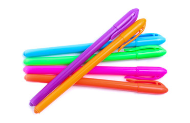 Colorful  pen set on isolated background