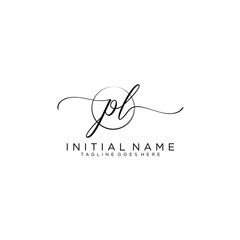 PL Initial handwriting logo with circle template vector.