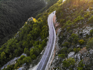 Aerial view of mountain road near the Drvar town in Bosnia and Herzegovina