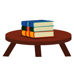 Stack of Books on Table - Cartoon Vector Image