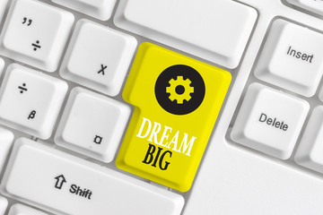 Conceptual hand writing showing Dream Big. Concept meaning To think of something high value that...