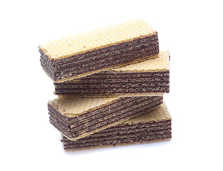 wafer chocolate dessert on white background
