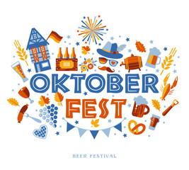 Oktoberfest flyer, banner. Beer festival logo, concept design on white background.