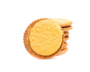 Sandwich cracker on white background