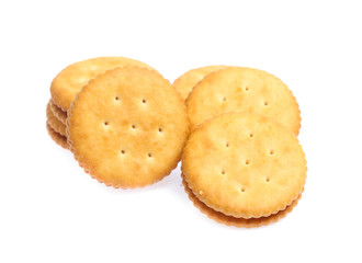 Sandwich cracker on white background