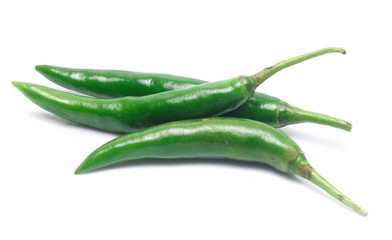 green chili pepper isolated on white background