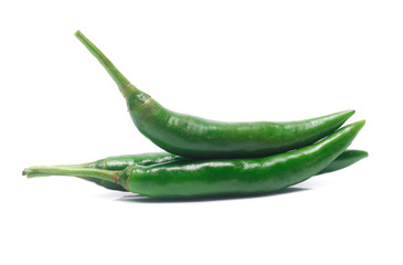 green chili pepper isolated on white background