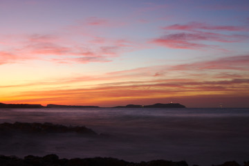 Fototapeta na wymiar sunset over the sea ibiza