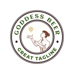 Goddess care of her hops beer circle logo badge template