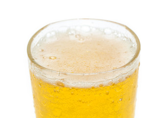 Glass of cold beer on a white background