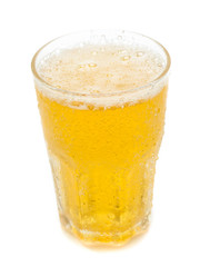 Glass of cold beer on a white background