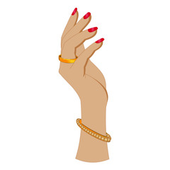 Lady's Hand with Bangle and Ring - Cartoon Vector Image