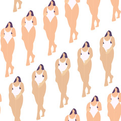 Girls in Paradise. Body positive. Summer vacation. Beautiful woman on the beach