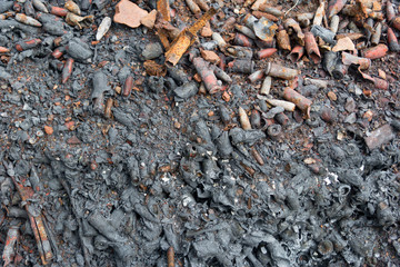massiveli burned gun ammunition in the forest