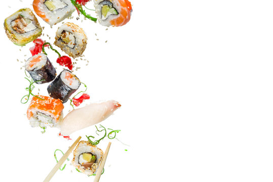 Seamless pattern with sushi