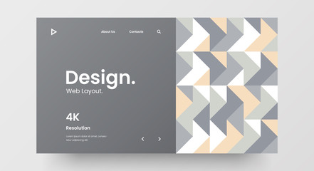 Naklejka premium Creative horizontal website screen part for responsive web design project development. Abstract geometric pattern banner layout mock up. Corporate landing page block vector illustration template.
