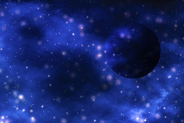 Stars, planet and galaxy in cosmos universe, space and time travel science background