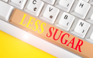 Conceptual hand writing showing Less Sugar. Concept meaning Lower volume of sweetness in any food...