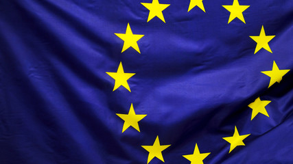 Closeup shot of wavy European Union flag