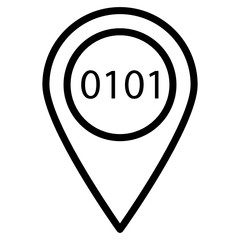 Digital Address Pin Map Location in Binary Format Vector Icon Design