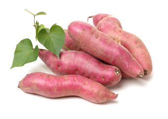 sweet potatoes on the white background
