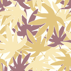 Obraz premium Autumn leaves seamless pattern on white background. Exotic plant texture.