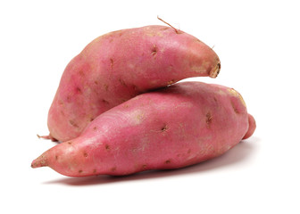 sweet potatoes on the white background