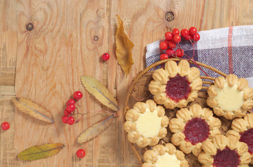 Cookies and autumn leaves and berries