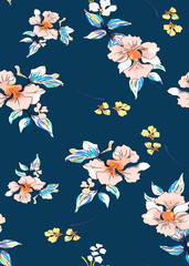 Obraz premium Seamless tropical flower pattern, watercolor.Flowers pattern. for textile, wallpaper, pattern fills, covers, surface, print, gift wrap, scarf, decoupage. Seamless pattern