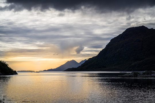Sunset over fiord