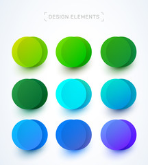 Vector bubble label template. Modern material design flat style with soft shadows. For presentation, newspaper, magazine, web page, branding usage. Green, blue, violet colors