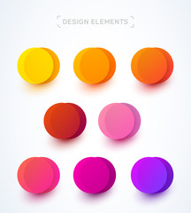 Vector bubble label template. Modern material design flat style with soft shadows. For presentation, newspaper, magazine, web page, branding usage. Warm, orange, purple colors