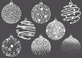 Set of Abstract Christmas Balls Drawings - Modern Design Element Illustrations for Your Xmas Project, Vector - 293588874