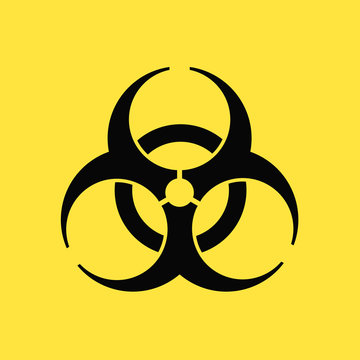 バイオハザード・危険・感染症・生物兵器イメージ素材：有害生物の危険警告・シンプルなバイオハザードマーク〔黄色背景）