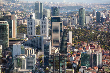 Fototapeta na wymiar High-rise buildings on the background of the Bosphorus.