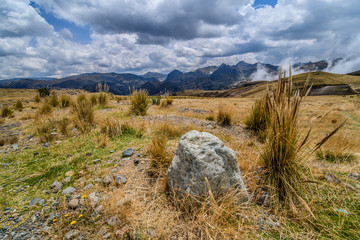 Diverse central landscape with mountains of valleys and canyons in South America of Ecuador