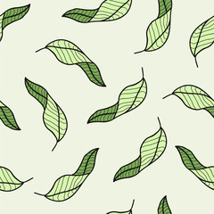 Beautifull seamless pattern with green leaves
