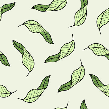 Beautifull seamless pattern with green leaves