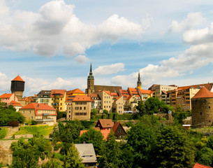Bautzen , Saxony , Germany – August, 9th 2019: Bautzen old town with fortifications and towers...