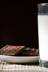 delicious breakfast of cookies and milk, sunny morning